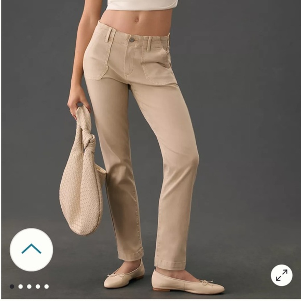 Anthropologie PAIGE Midrise Mayslie Beige Pants Size 24 Cotton Blend